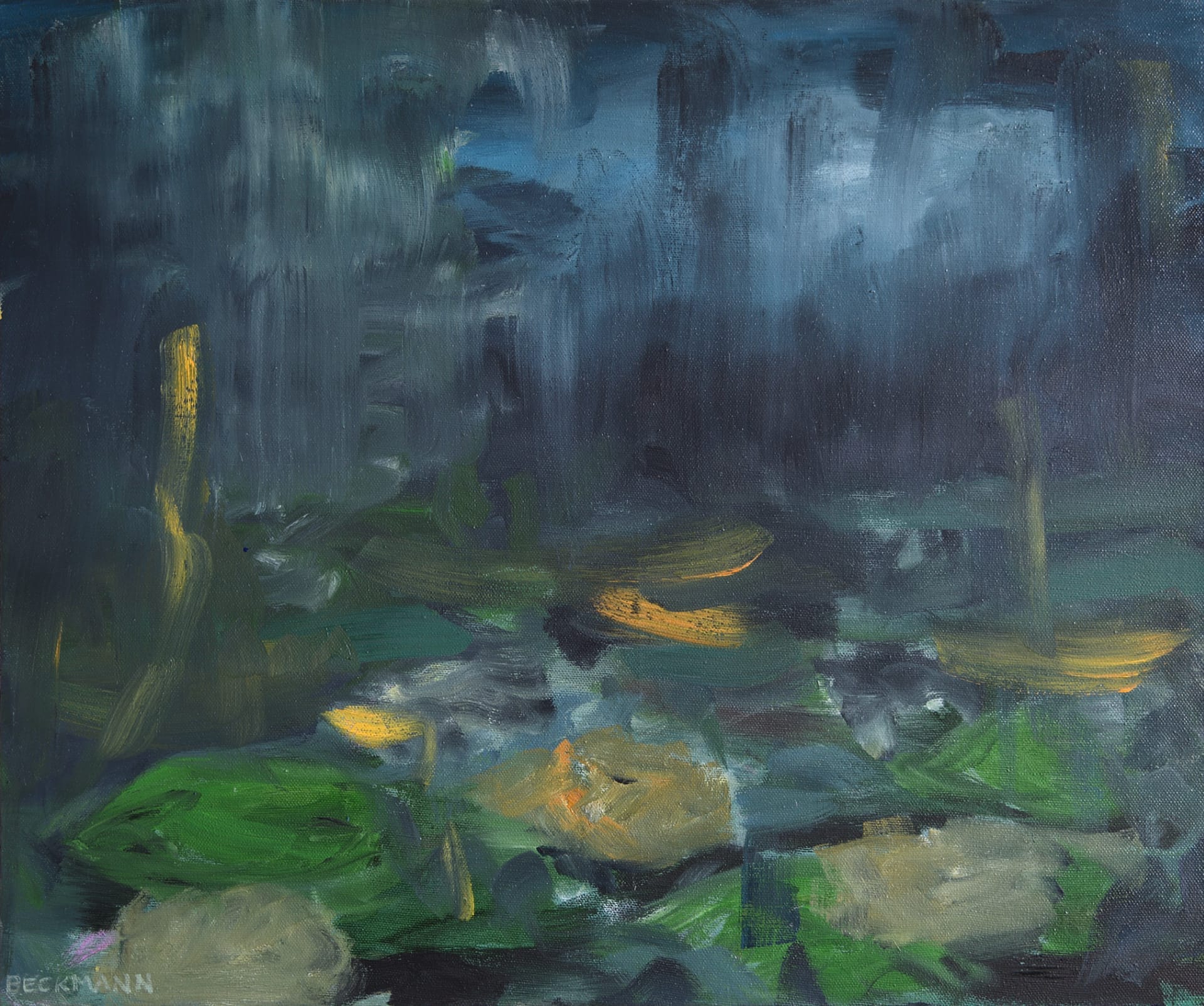 Sabine Beckmann, Golden Rain, 46 x 55 cm, oil on linen, 2020