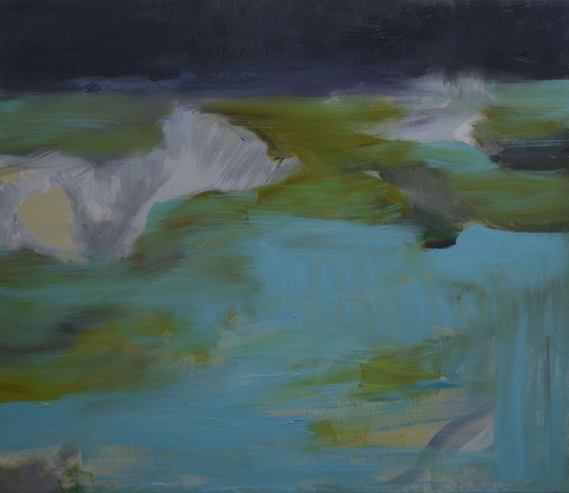 Sabine Beckmann, Heights Blue, oil on linen, 60 x 70 cm, 2015