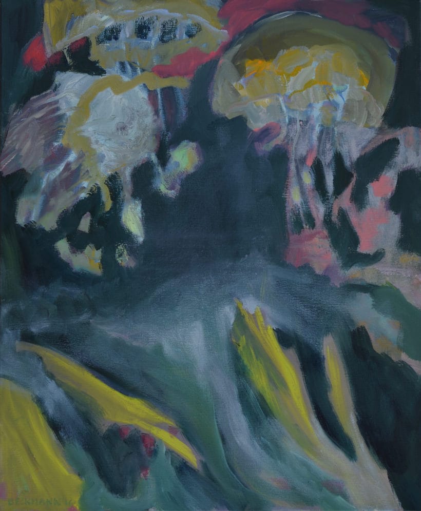 Sabine Beckmann, Jellyfishes, 85 x 70 cm, oil on linen, 2017